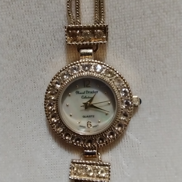 VTG Marcel Drucker Ladies Watch, Pearl face with Crystal stones #22-959 - Picture 1 of 6
